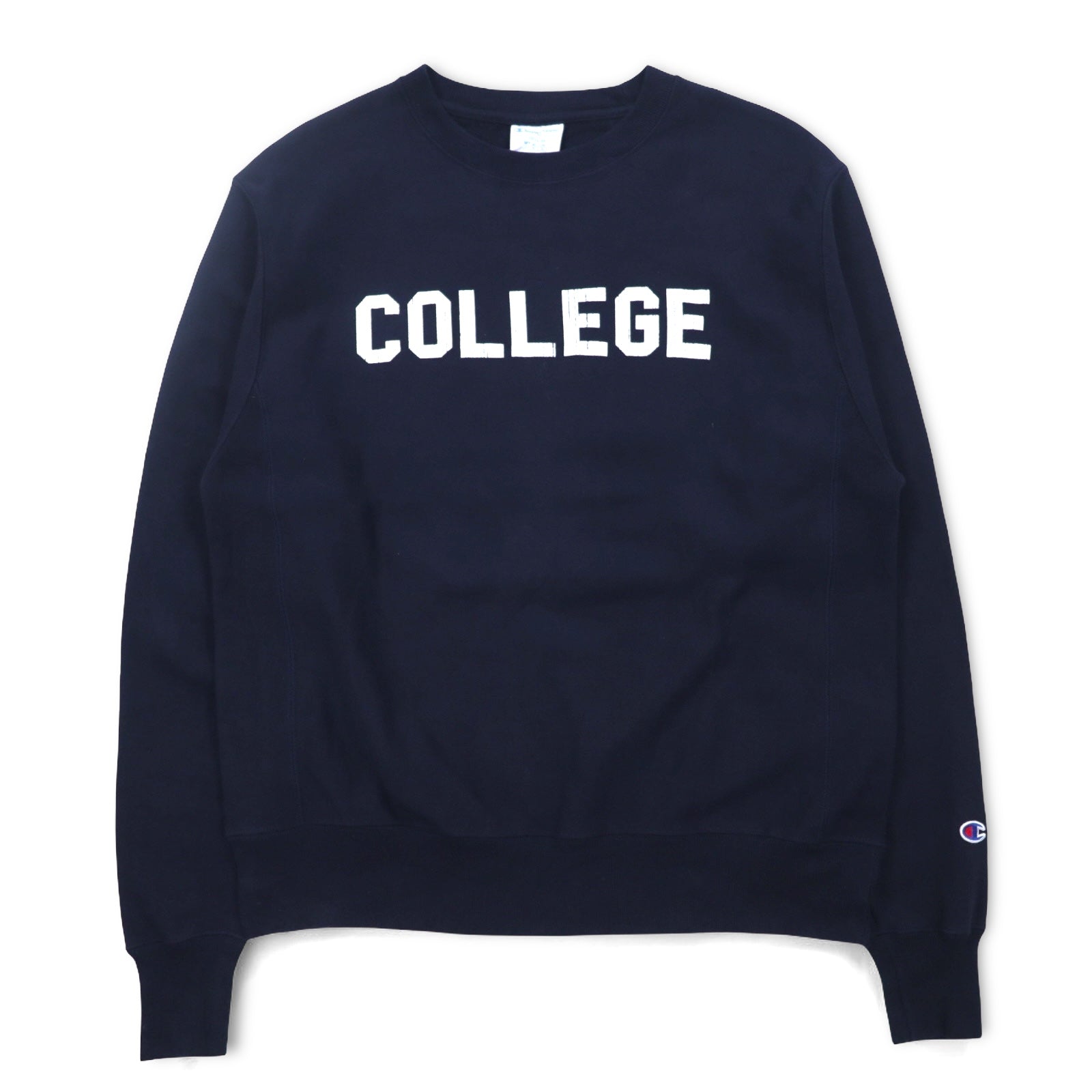 Champion Reverse Weave REVERSE WEAVE Felpa XL Blu navy Stampa COLLEGE Etichetta blu Ri-edizione Fatta a El Salvador