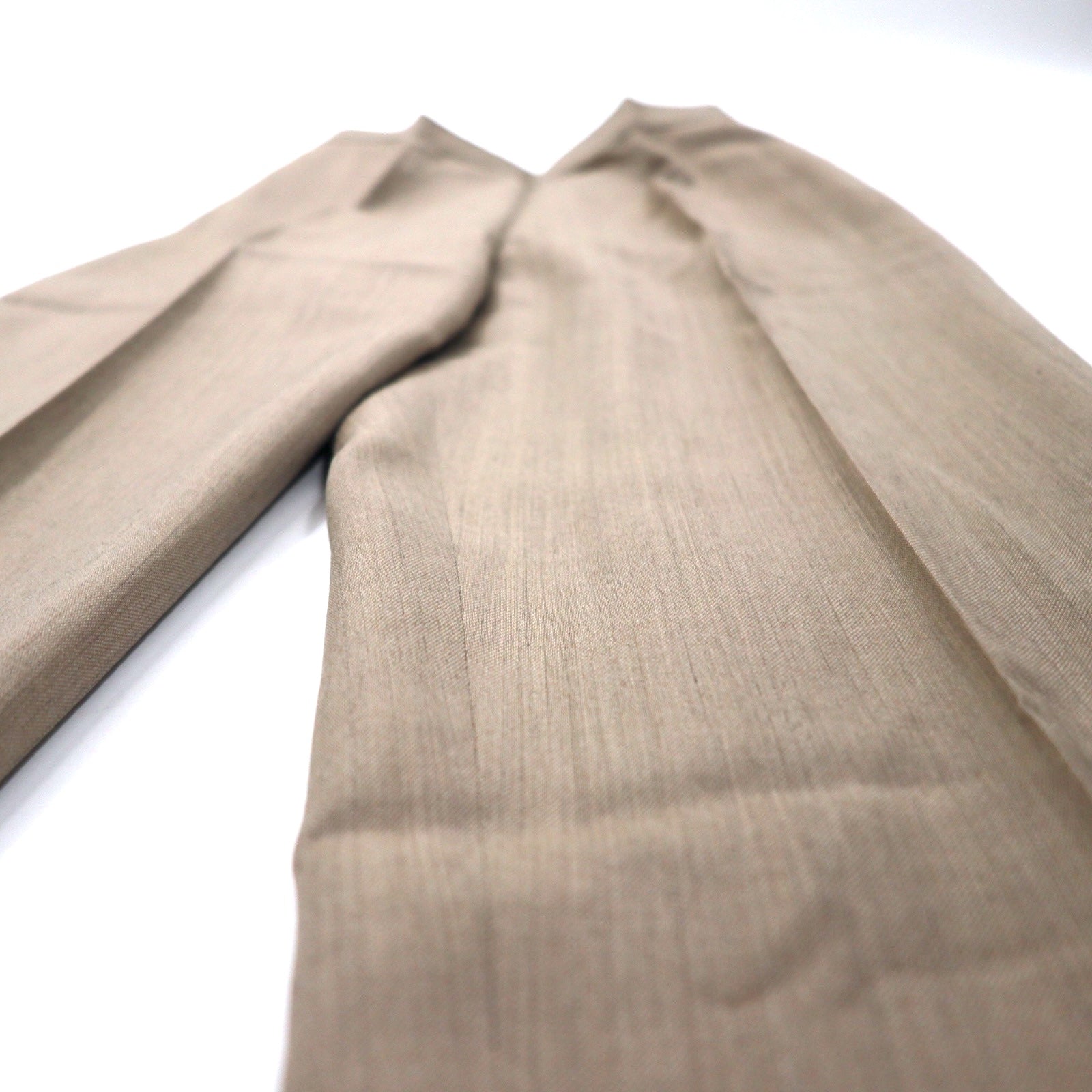 KENZO Pantaloni a sigaretta ampi con piega centrale 2 Beige Misto lana e seta Vintage Made in Japan