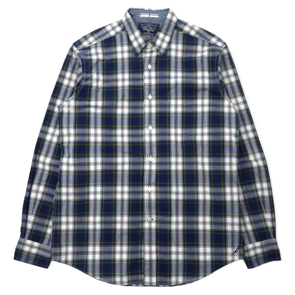 Camicia a quadri NAUTICA, taglia M, blu navy, motivo tartan multicolore, in cotone, prodotta a Mauritius.