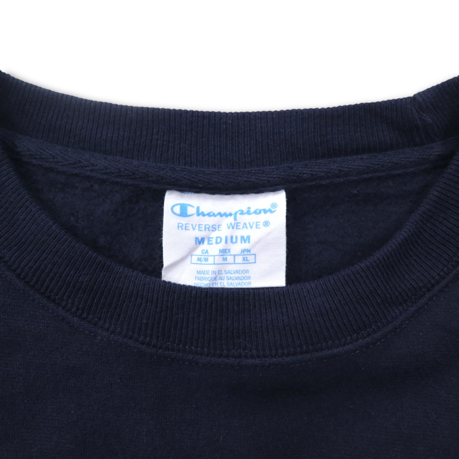 Champion Reverse Weave REVERSE WEAVE Felpa XL Blu navy Stampa COLLEGE Etichetta blu Ri-edizione Fatta a El Salvador