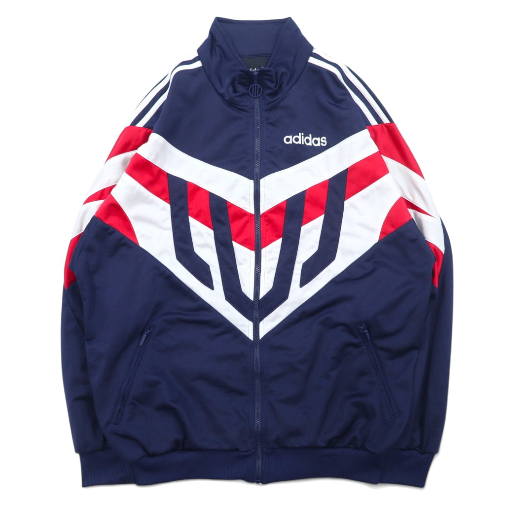 adidas tuta sportiva anni '90 giacca da allenamento L blu navy poliestere logo ricamato 3 strisce
