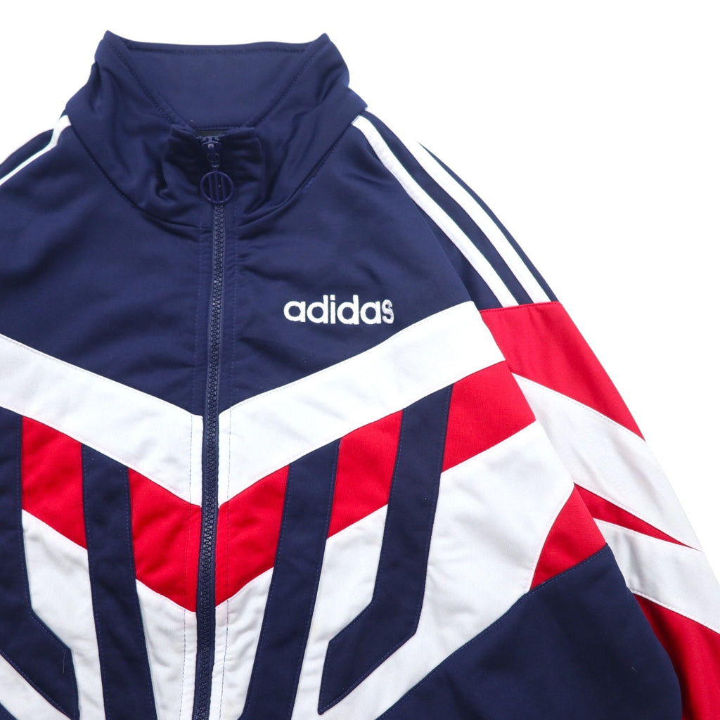 adidas tuta sportiva anni '90 giacca da allenamento L blu navy poliestere logo ricamato 3 strisce