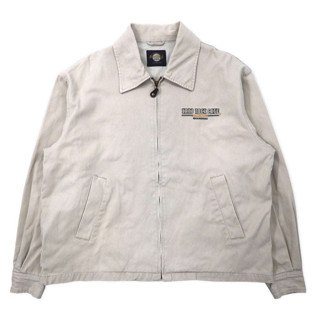 HARD ROCK CAFE 90s Giacca Harrington Swing Top XL Beige Cotone Logo Ricamato