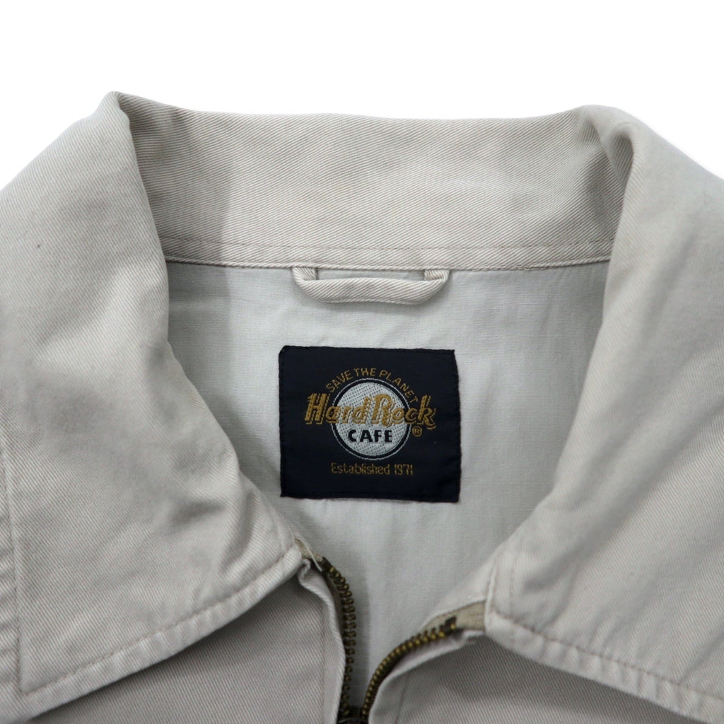 HARD ROCK CAFE 90s Giacca Harrington Swing Top XL Beige Cotone Logo Ricamato