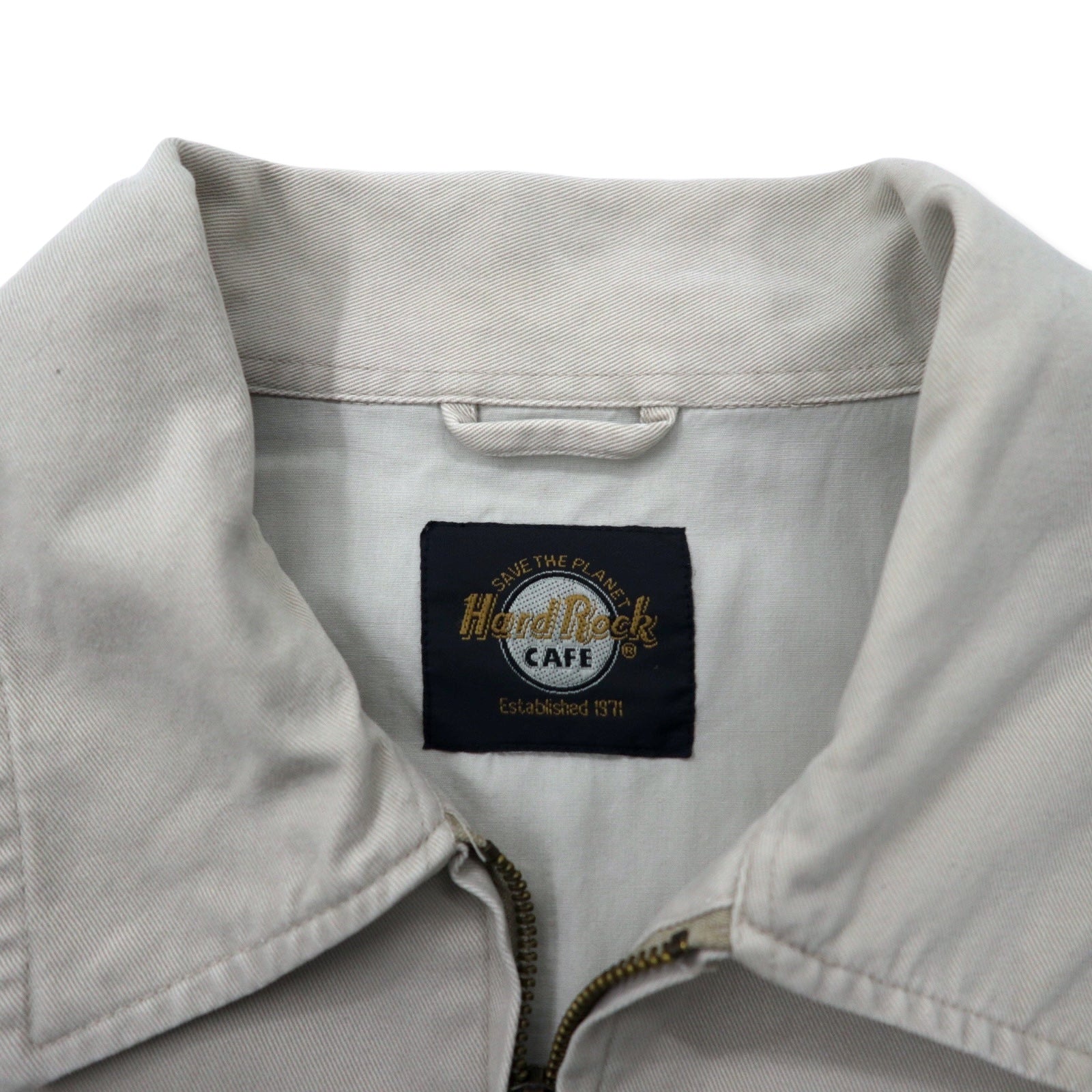 HARD ROCK CAFE 90s Giacca Harrington Swing Top XL Beige Cotone Logo Ricamato