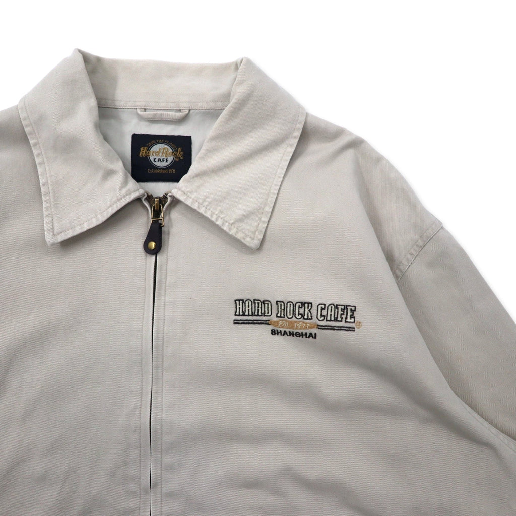 HARD ROCK CAFE 90s Giacca Harrington Swing Top XL Beige Cotone Logo Ricamato