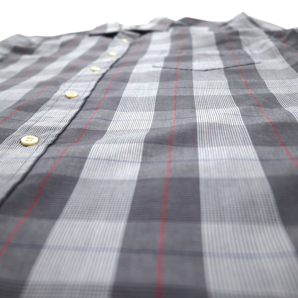 YVES SAINT LAURENT anni '90 camicia a collo largo M fantasia a quadri grigia poliestere cotone