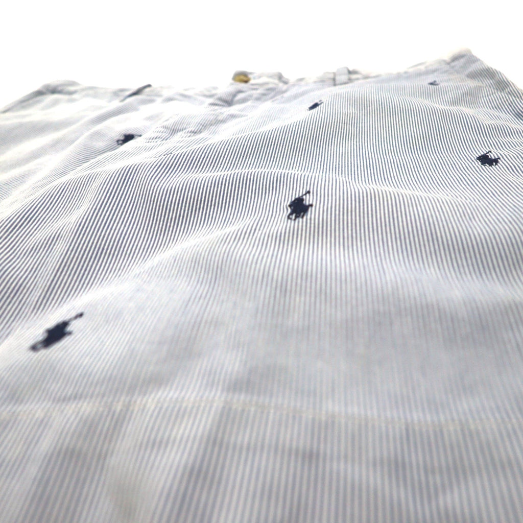 POLO RALPH LAUREN Pantaloncini in seersucker, lunghezza a metà coscia, taglia L, a righe blu e bianche, CLASSIC FIT, ricamo "all-over pony"