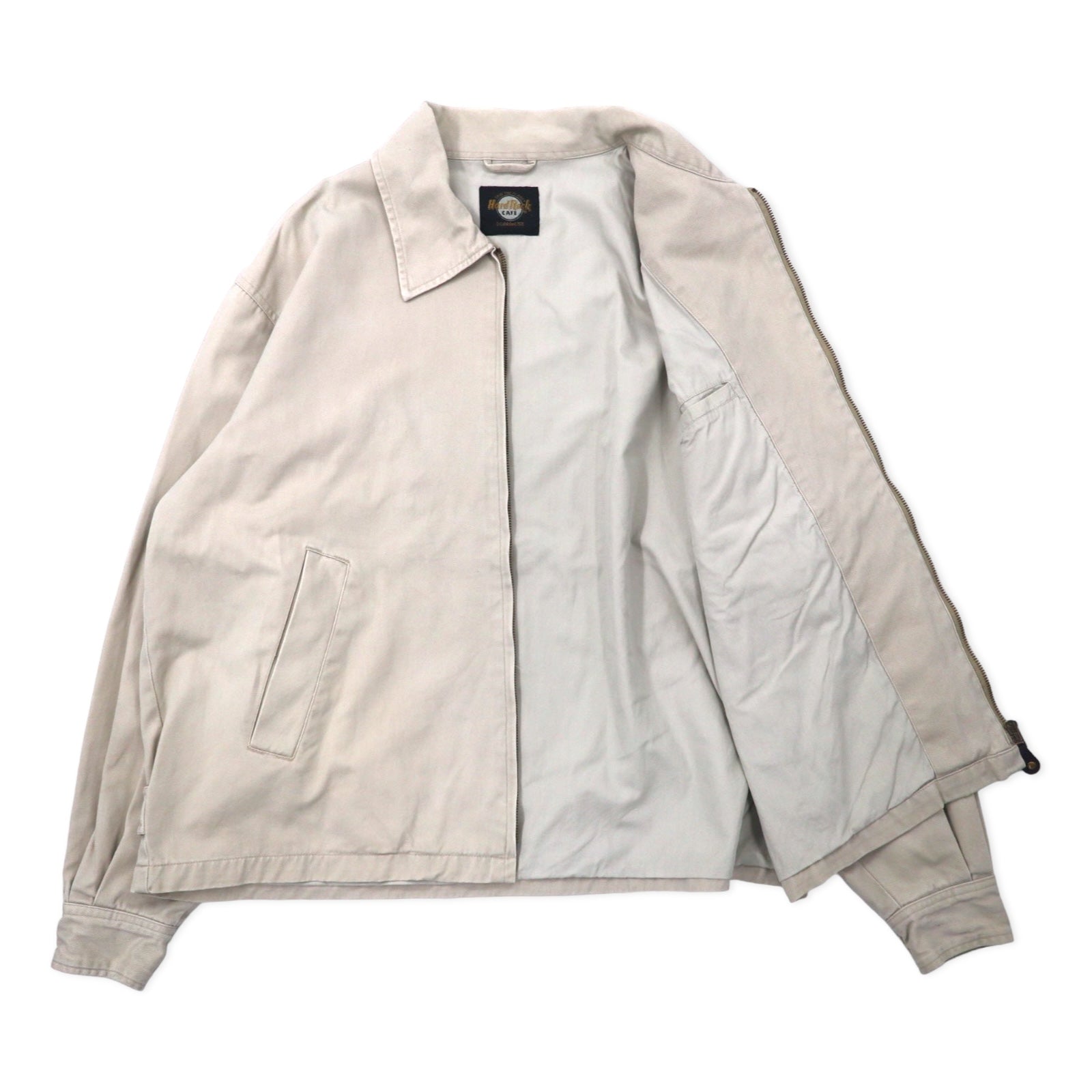 HARD ROCK CAFE 90s Giacca Harrington Swing Top XL Beige Cotone Logo Ricamato