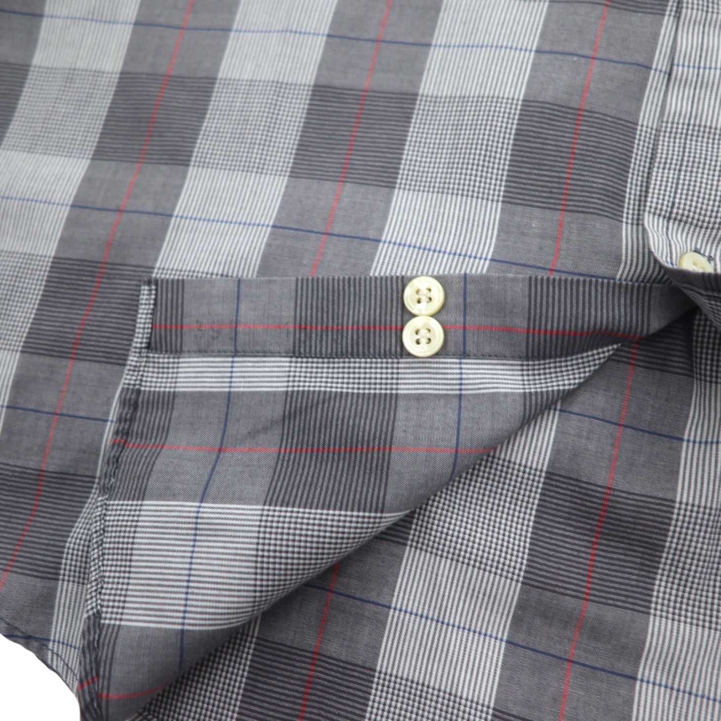 YVES SAINT LAURENT anni '90 camicia a collo largo M fantasia a quadri grigia poliestere cotone
