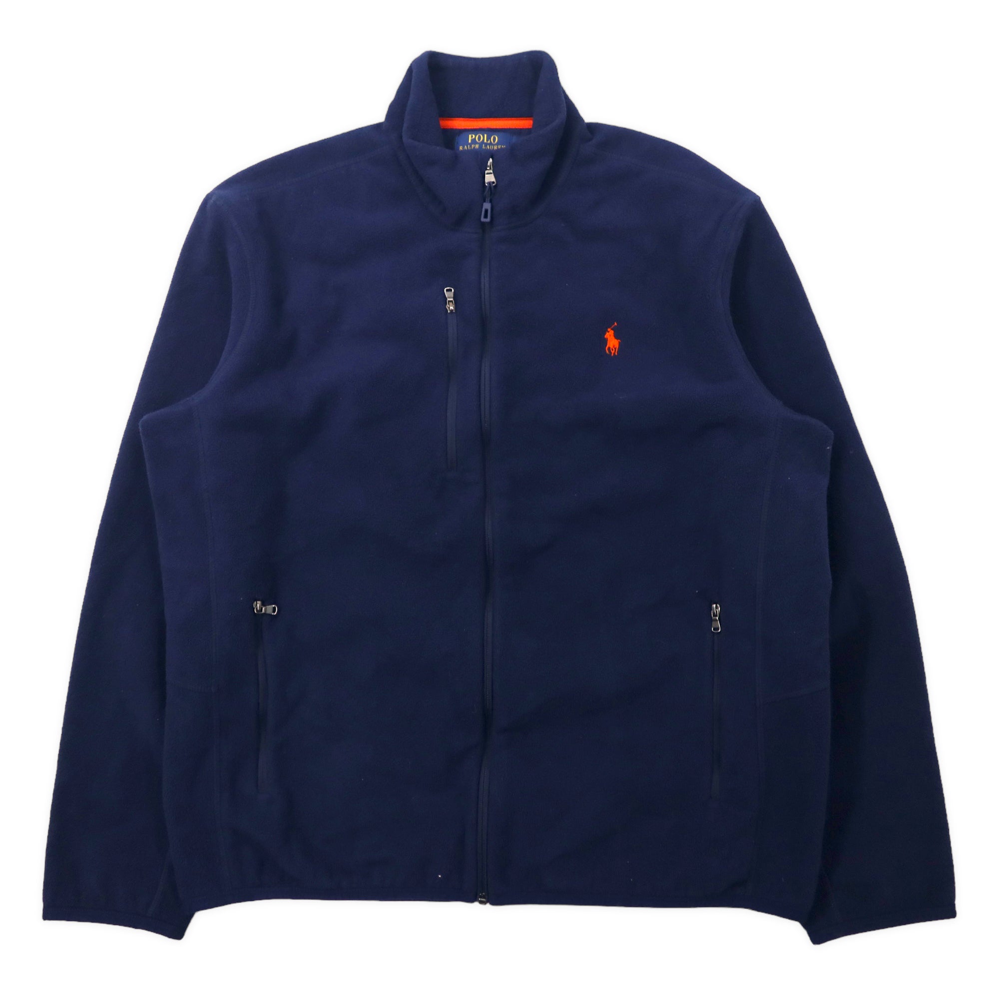 POLO RALPH LAUREN Giacca in pile con zip intera L blu navy poliestere ricamo piccolo pony PERFORMANCE