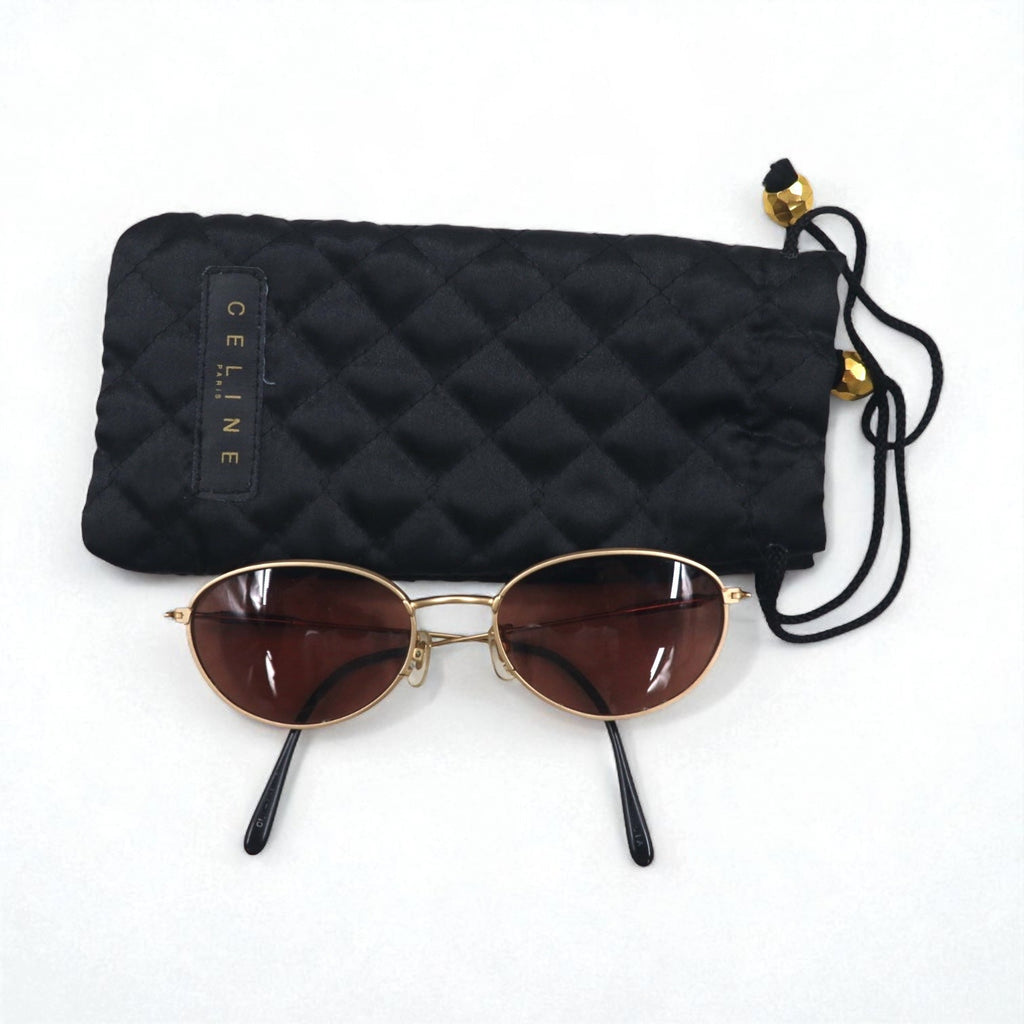 CELINE ヴィンテージ オーバル サングラス ゴールド メタル 53-19-147