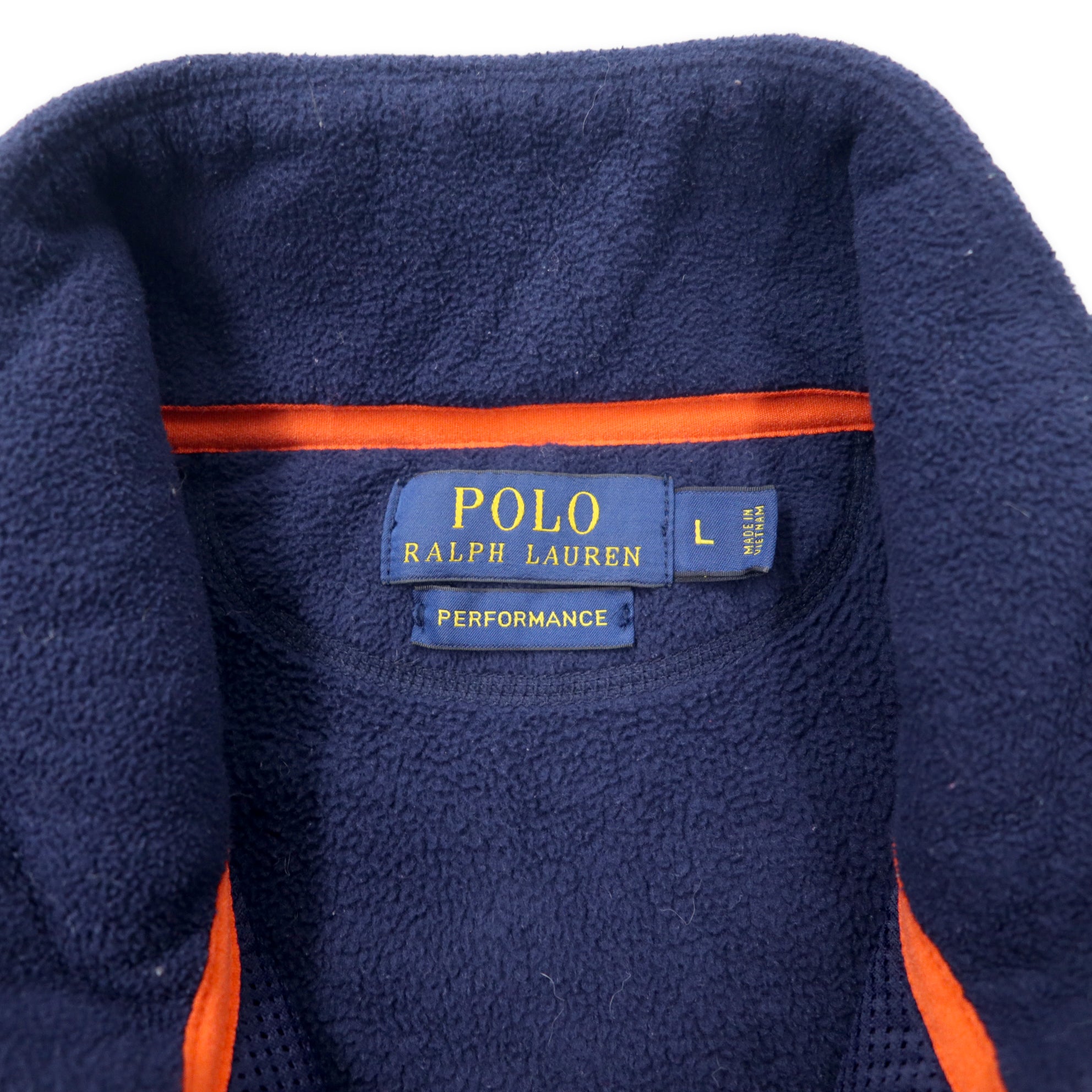 POLO RALPH LAUREN Giacca in pile con zip intera L blu navy poliestere ricamo piccolo pony PERFORMANCE