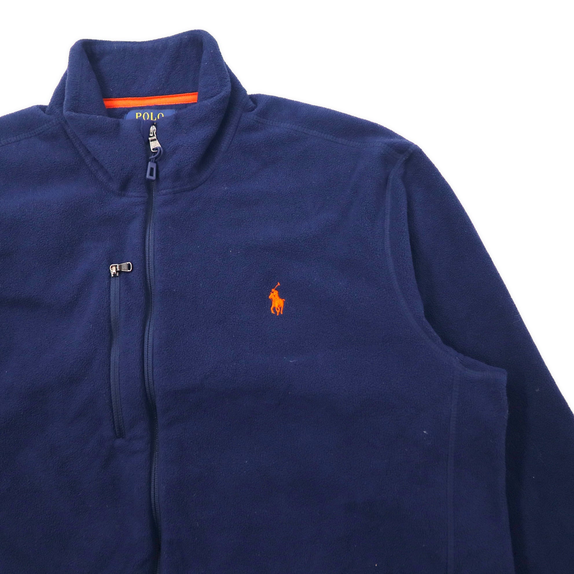POLO RALPH LAUREN Giacca in pile con zip intera L blu navy poliestere ricamo piccolo pony PERFORMANCE