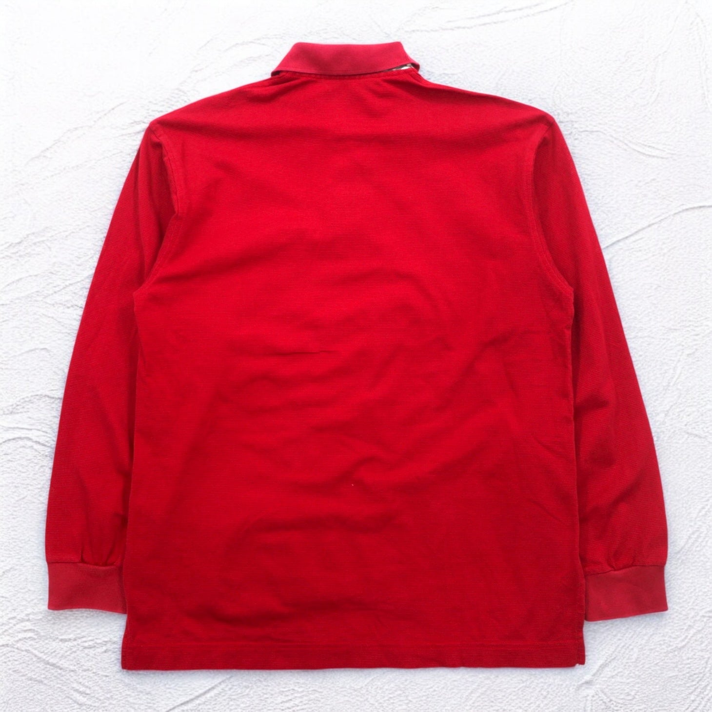 BURBERRY GOLF Polo a maniche lunghe S Rosso Cotone Taschino sul petto Logo ricamato