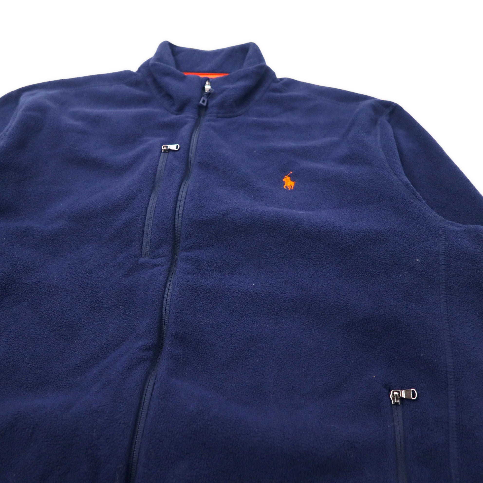 POLO RALPH LAUREN Giacca in pile con zip intera L blu navy poliestere ricamo piccolo pony PERFORMANCE
