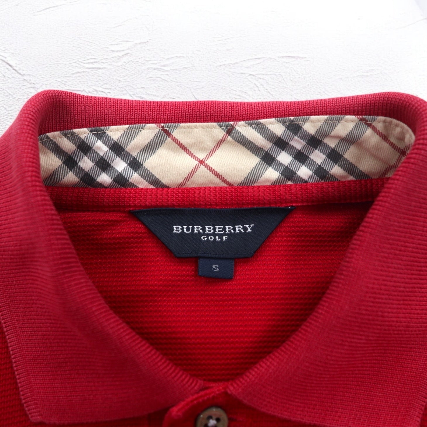 BURBERRY GOLF Polo a maniche lunghe S Rosso Cotone Taschino sul petto Logo ricamato