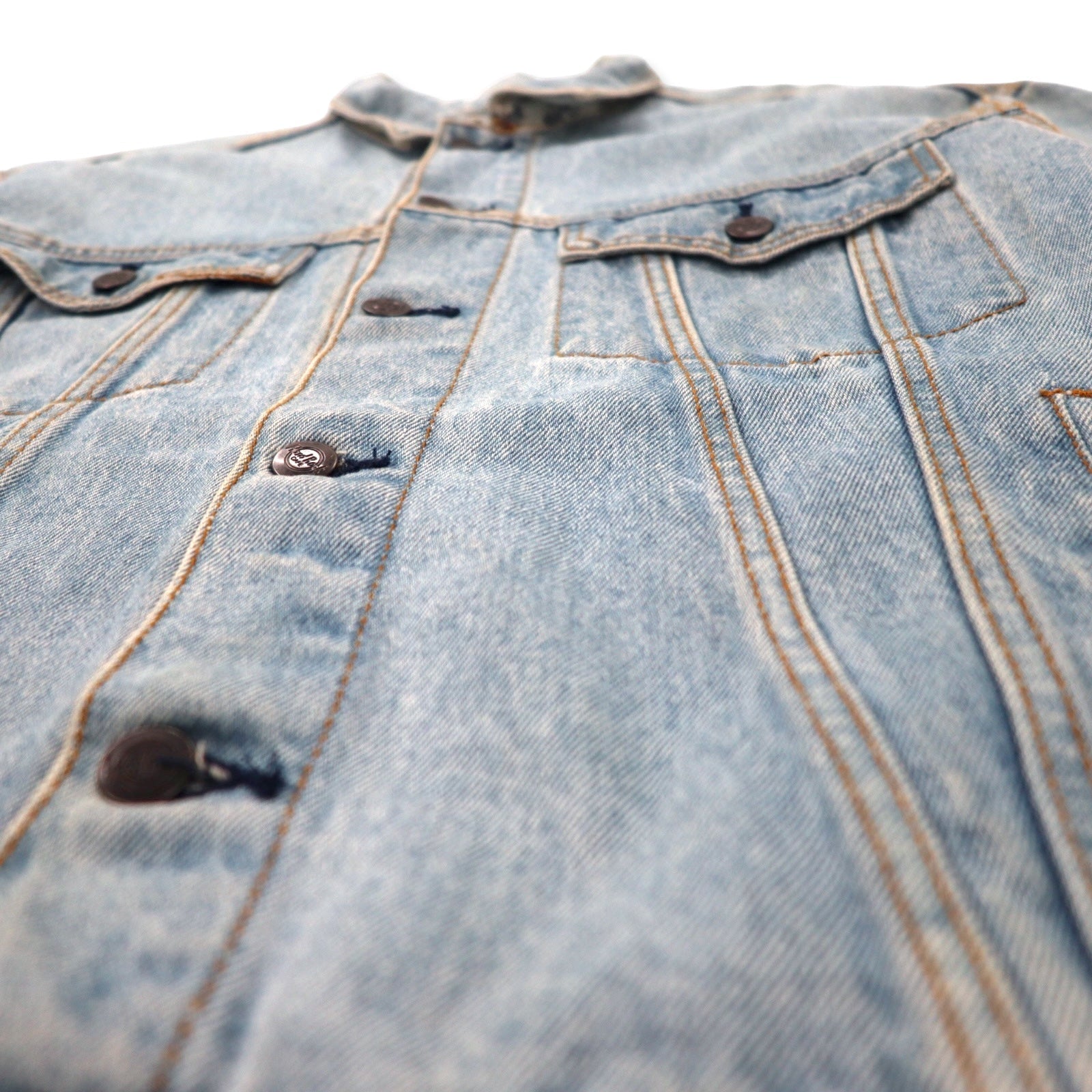 Hard Rock Cafe anni '90 Giacca di jeans L Blu Lavaggio acido Cotone Logo ricamato sulla schiena