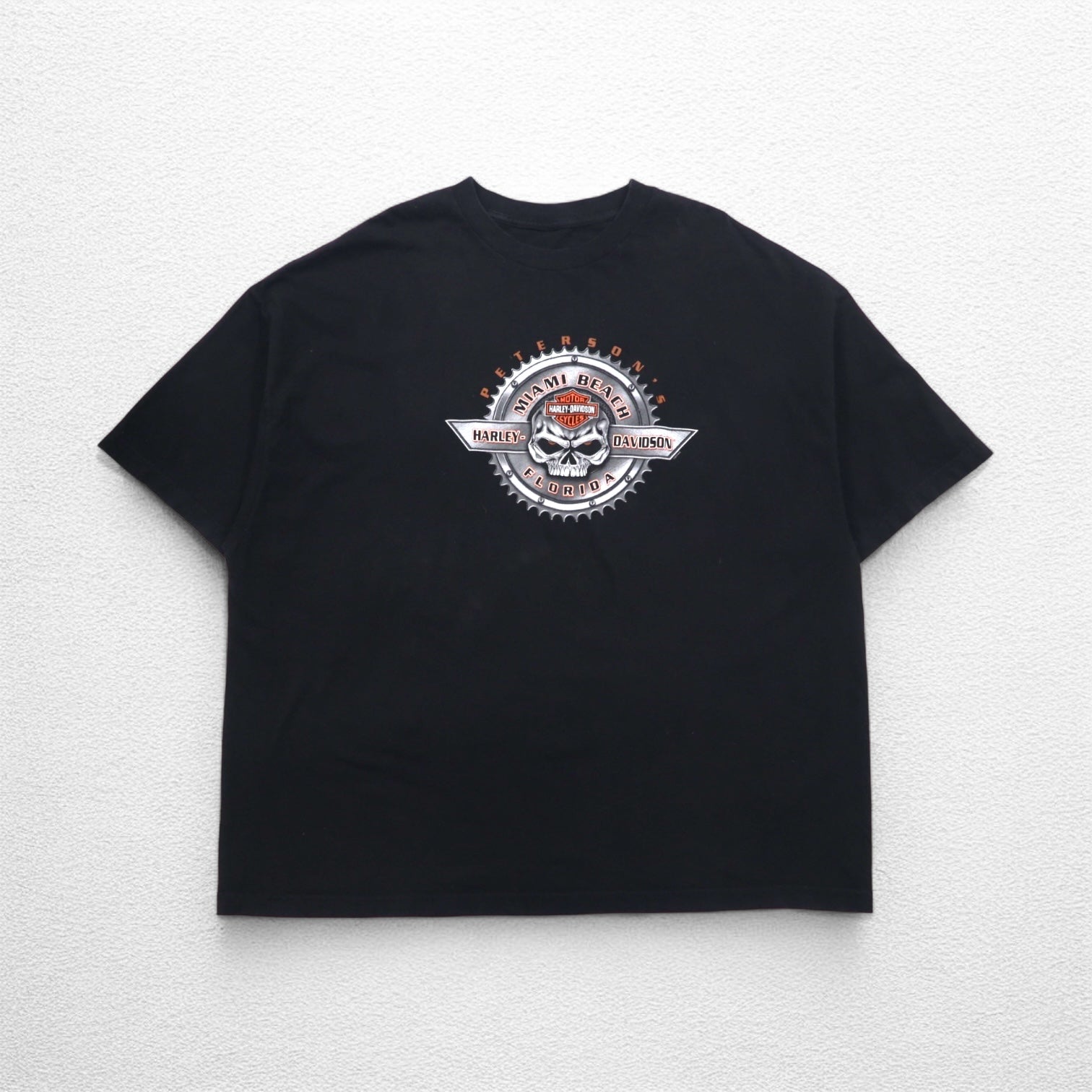 HARLEY DAVIDSON T-shirt con stampa teschio su entrambi i lati 3XL oversize nera in cotone MIAMI BEACH