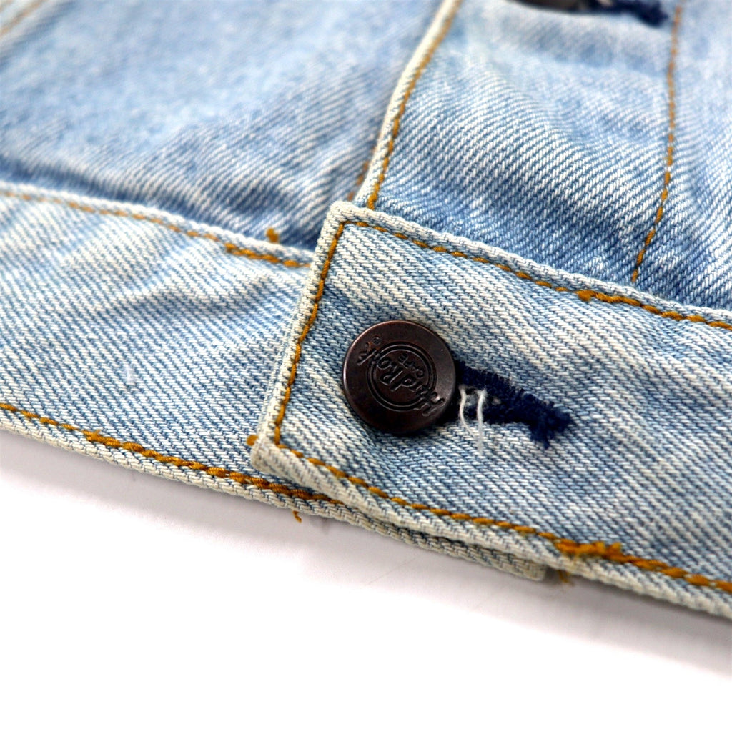 Hard Rock Cafe anni '90 Giacca di jeans L Blu Lavaggio acido Cotone Logo ricamato sulla schiena
