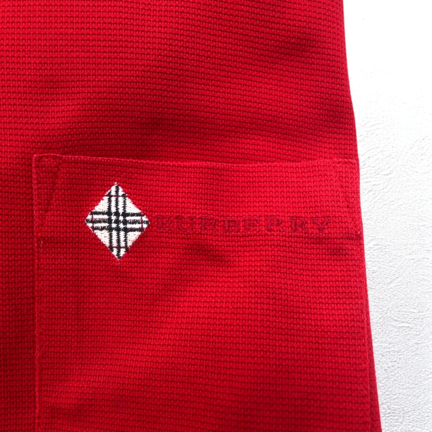 BURBERRY GOLF Polo a maniche lunghe S Rosso Cotone Taschino sul petto Logo ricamato