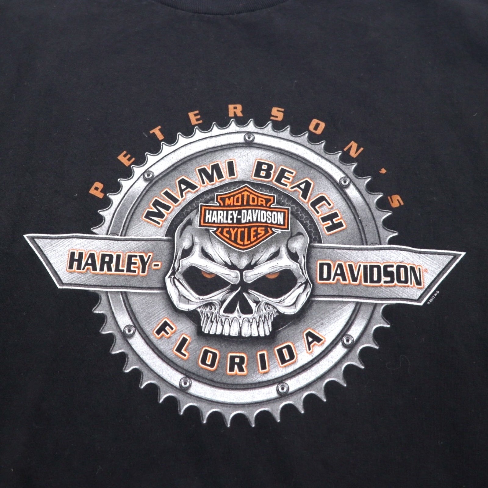HARLEY DAVIDSON T-shirt con stampa teschio su entrambi i lati 3XL oversize nera in cotone MIAMI BEACH
