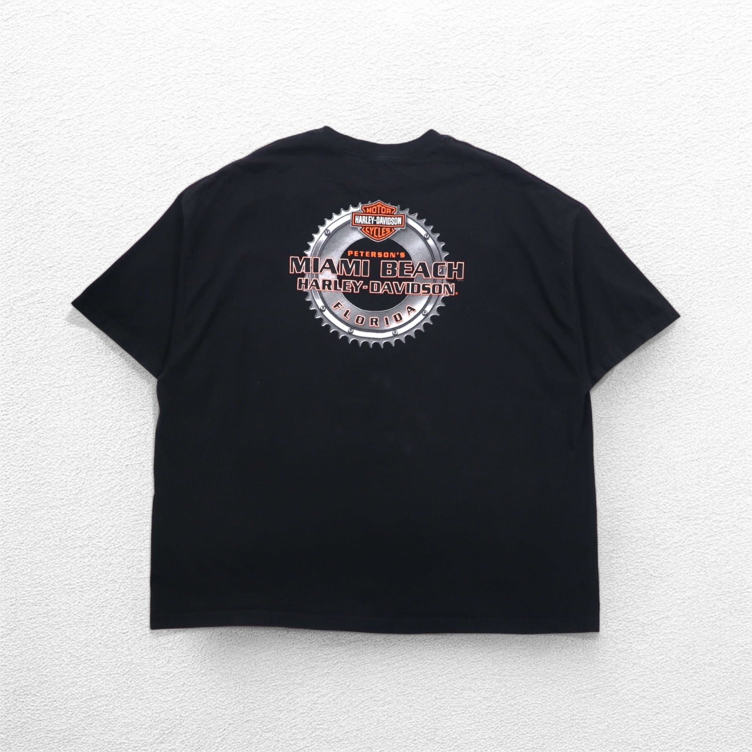 HARLEY DAVIDSON T-shirt con stampa teschio su entrambi i lati 3XL oversize nera in cotone MIAMI BEACH
