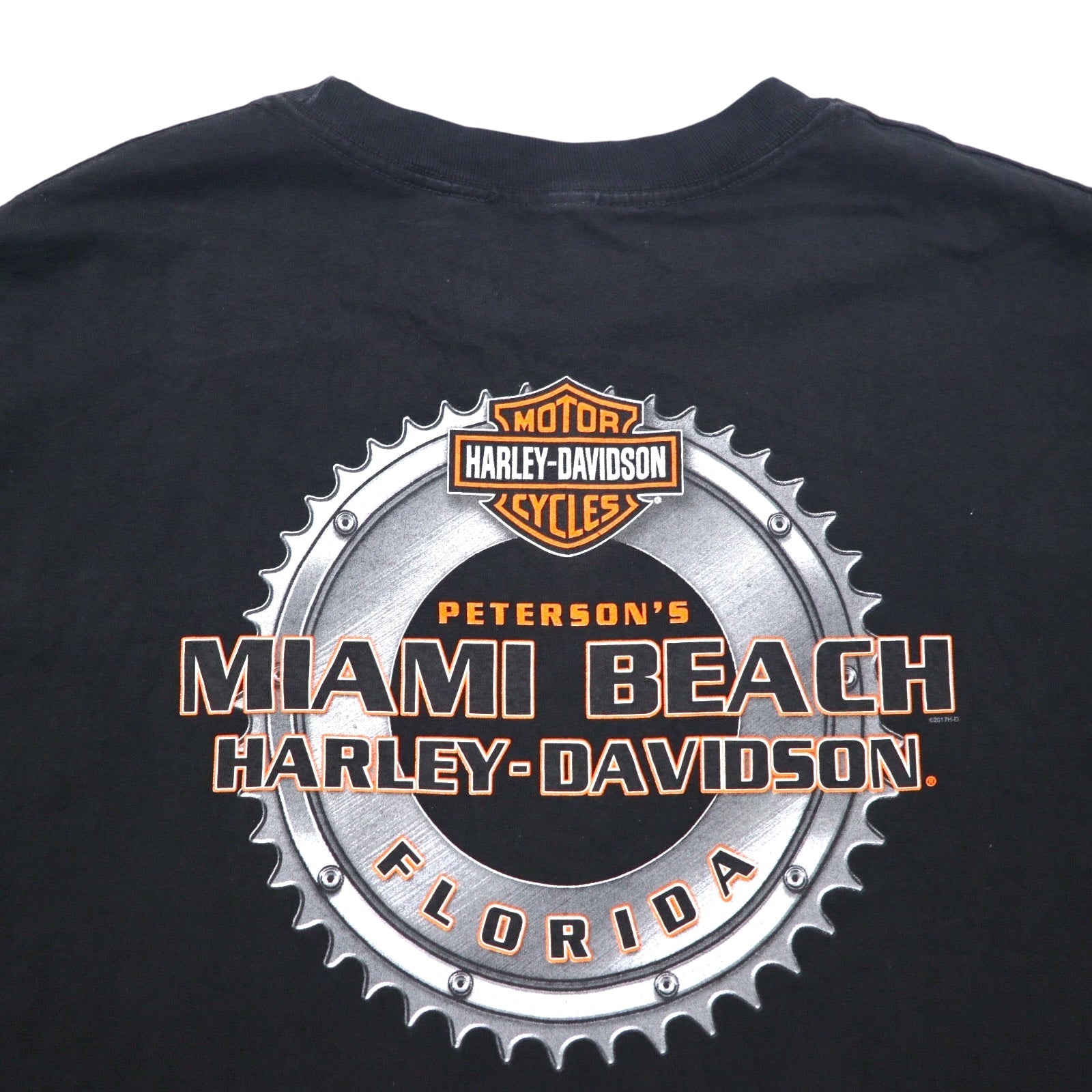HARLEY DAVIDSON T-shirt con stampa teschio su entrambi i lati 3XL oversize nera in cotone MIAMI BEACH