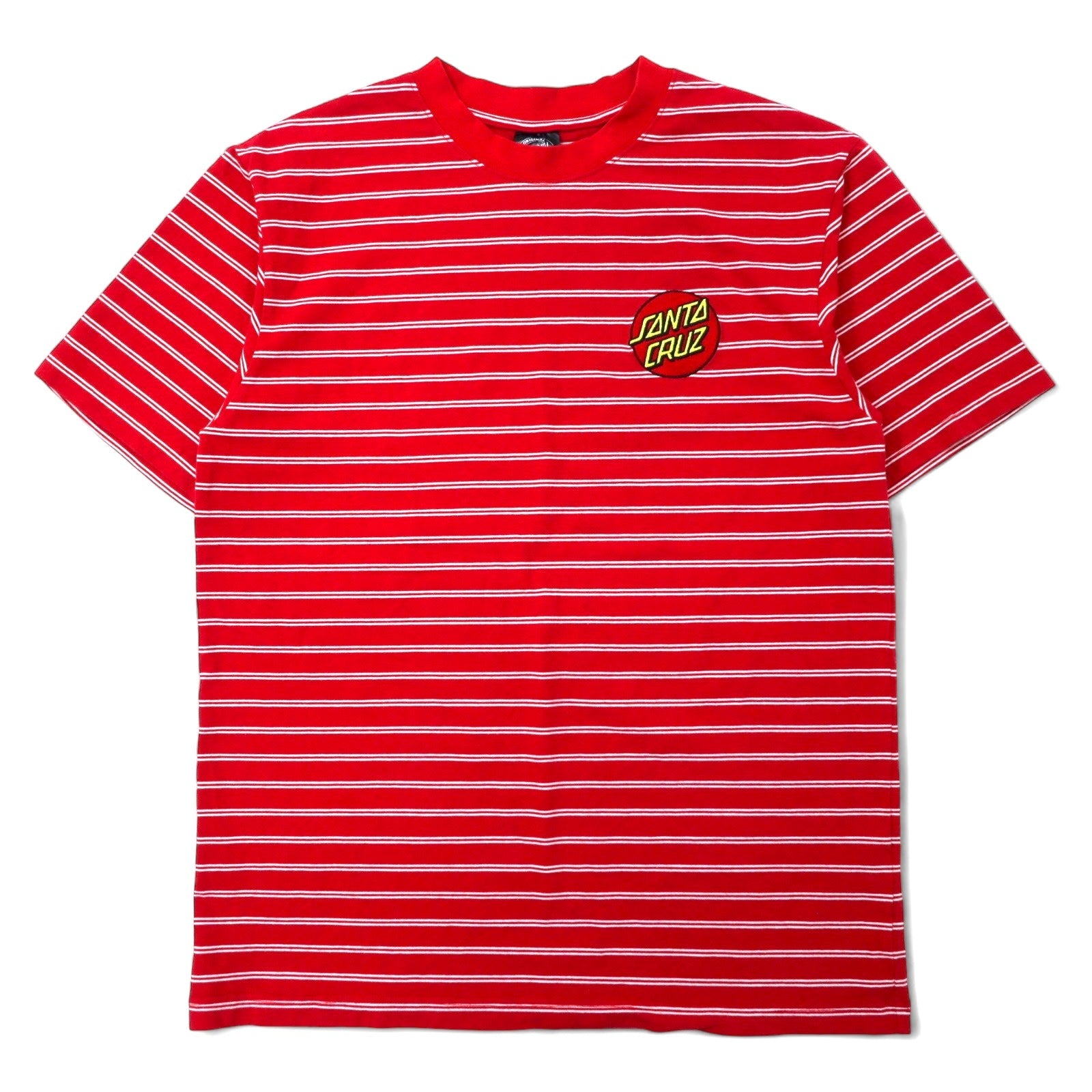 SANTA CRUZ T-shirt a righe L Rosso Cotone Elasticizzato Logo Ricamato