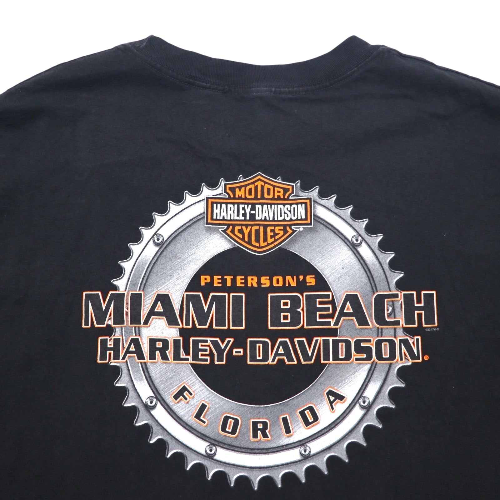 HARLEY DAVIDSON T-shirt con stampa teschio su entrambi i lati 3XL oversize nera in cotone MIAMI BEACH