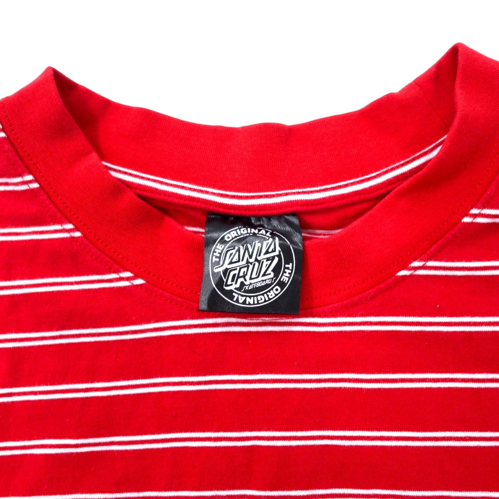 SANTA CRUZ T-shirt a righe L Rosso Cotone Elasticizzato Logo Ricamato