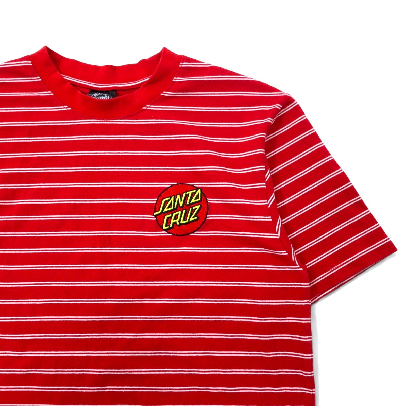 SANTA CRUZ T-shirt a righe L Rosso Cotone Elasticizzato Logo Ricamato