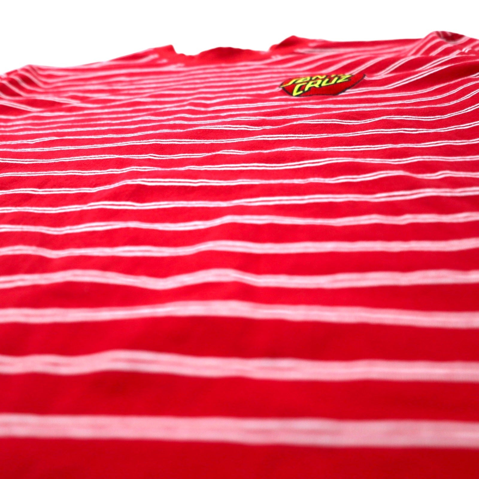 SANTA CRUZ T-shirt a righe L Rosso Cotone Elasticizzato Logo Ricamato