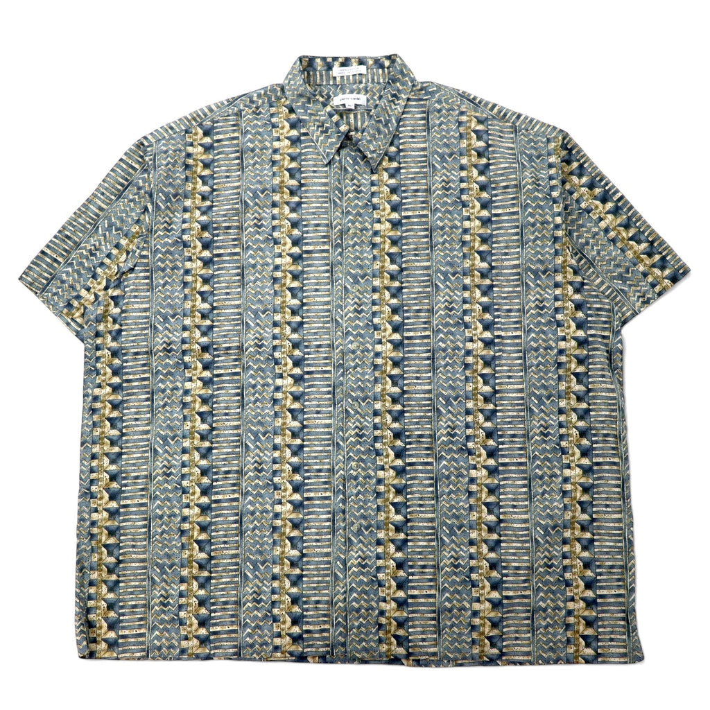 pierre cardin 90年代 レトロ 総柄 半袖シャツ アロハシャツ 3XLT グレー コットン ビッグサイズ
