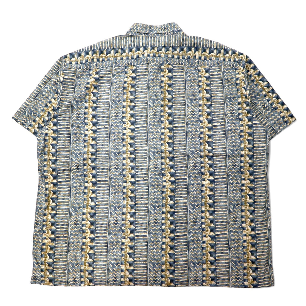pierre cardin 90年代 レトロ 総柄 半袖シャツ アロハシャツ 3XLT グレー コットン ビッグサイズ