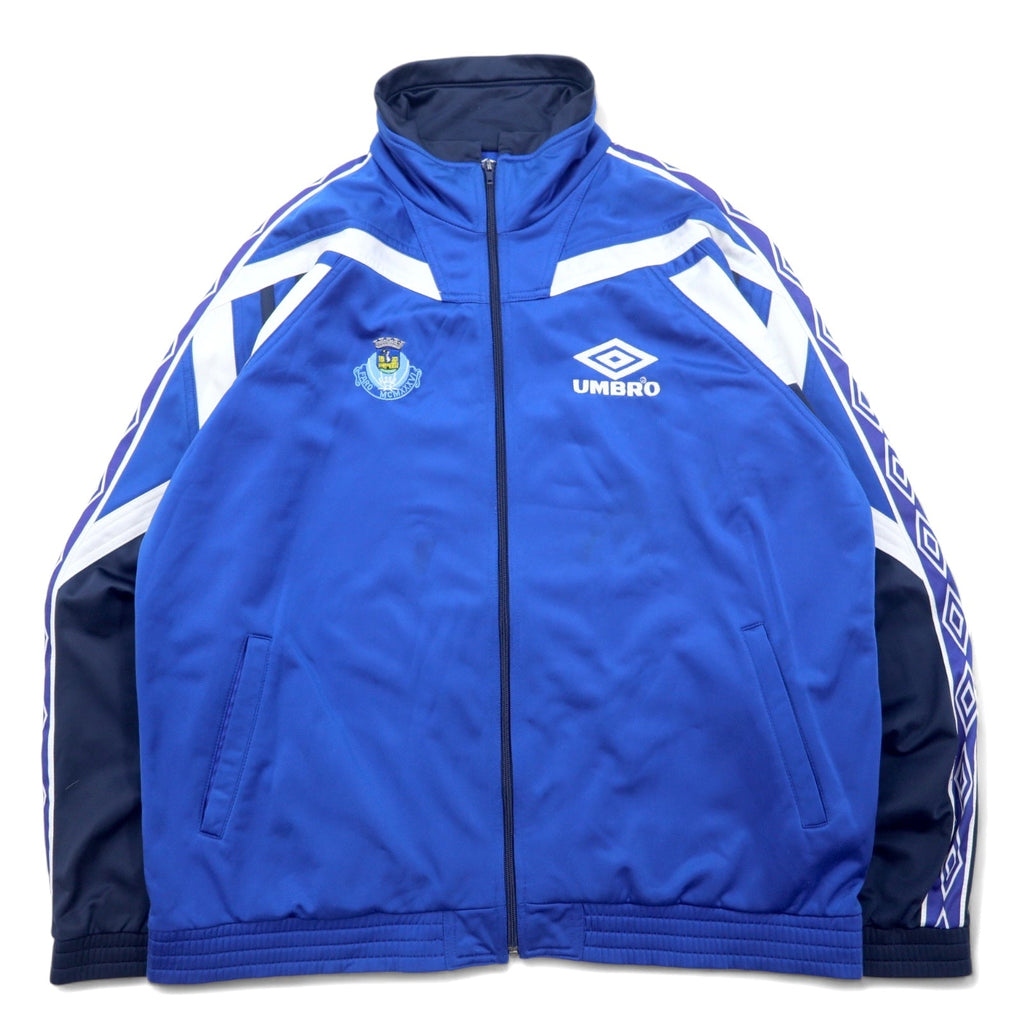 UMBRO Anni '90 Giacca da Tuta L Blu Poliestere Logo Ricamato Nastro Logo