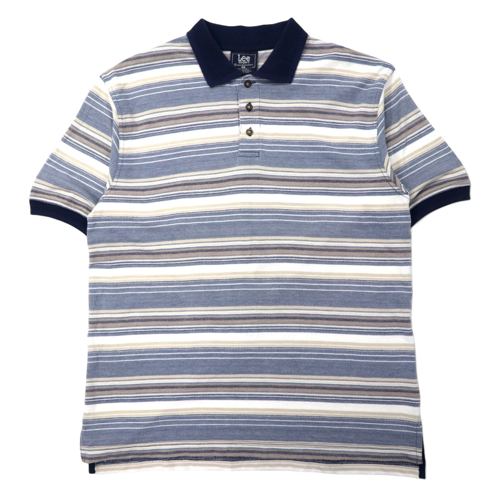 Lee SPORT anni '90, polo a righe, taglia L, blu multicolore, cotone