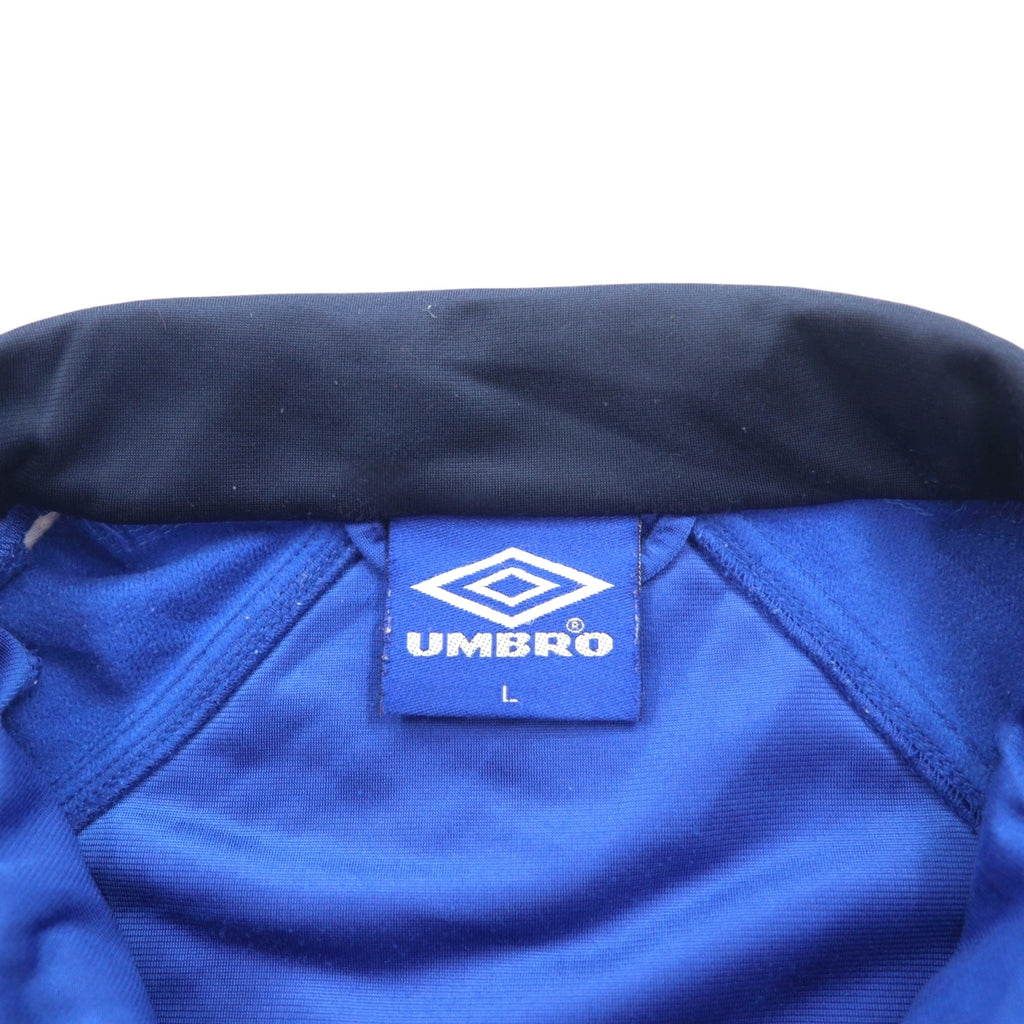 UMBRO Anni '90 Giacca da Tuta L Blu Poliestere Logo Ricamato Nastro Logo