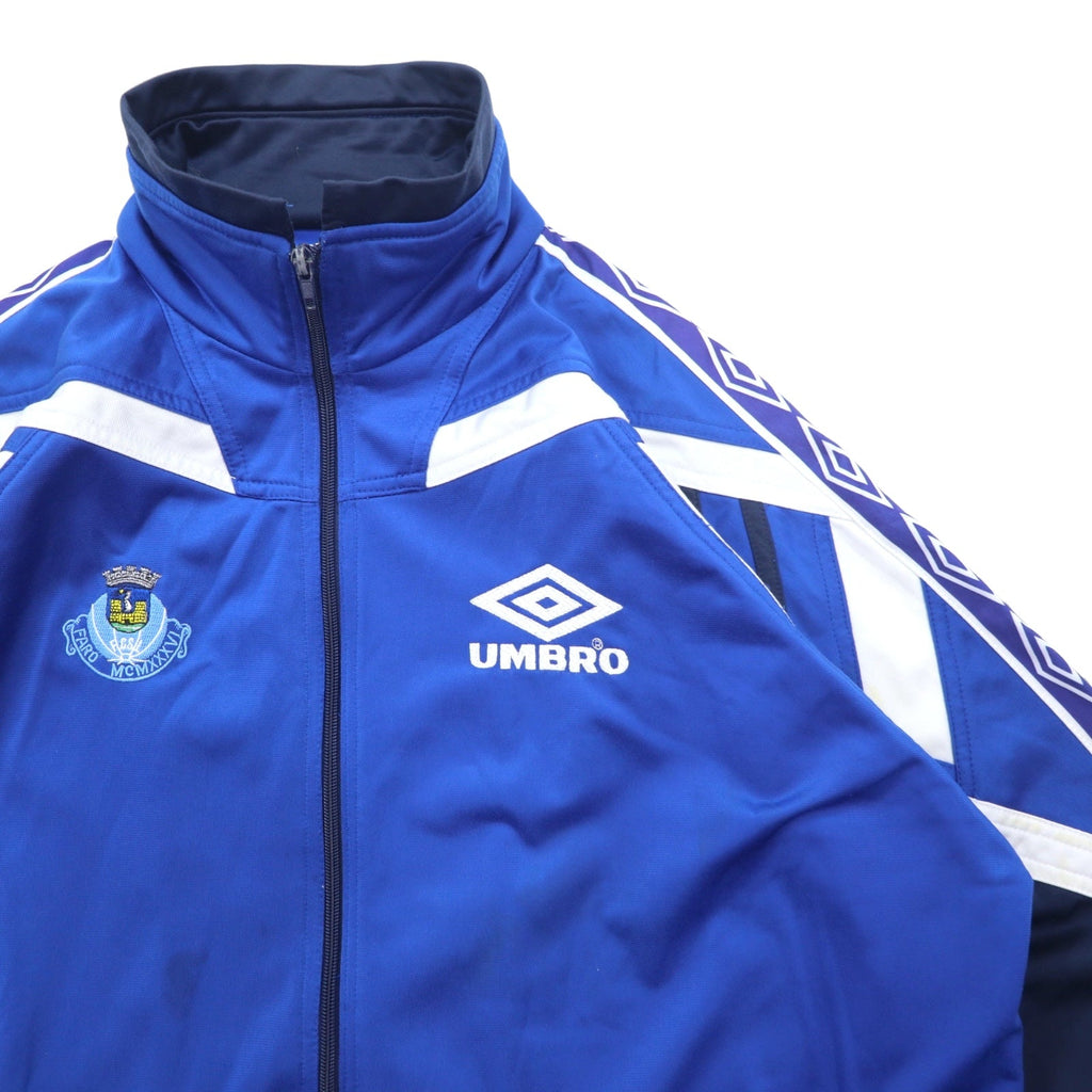UMBRO Anni '90 Giacca da Tuta L Blu Poliestere Logo Ricamato Nastro Logo