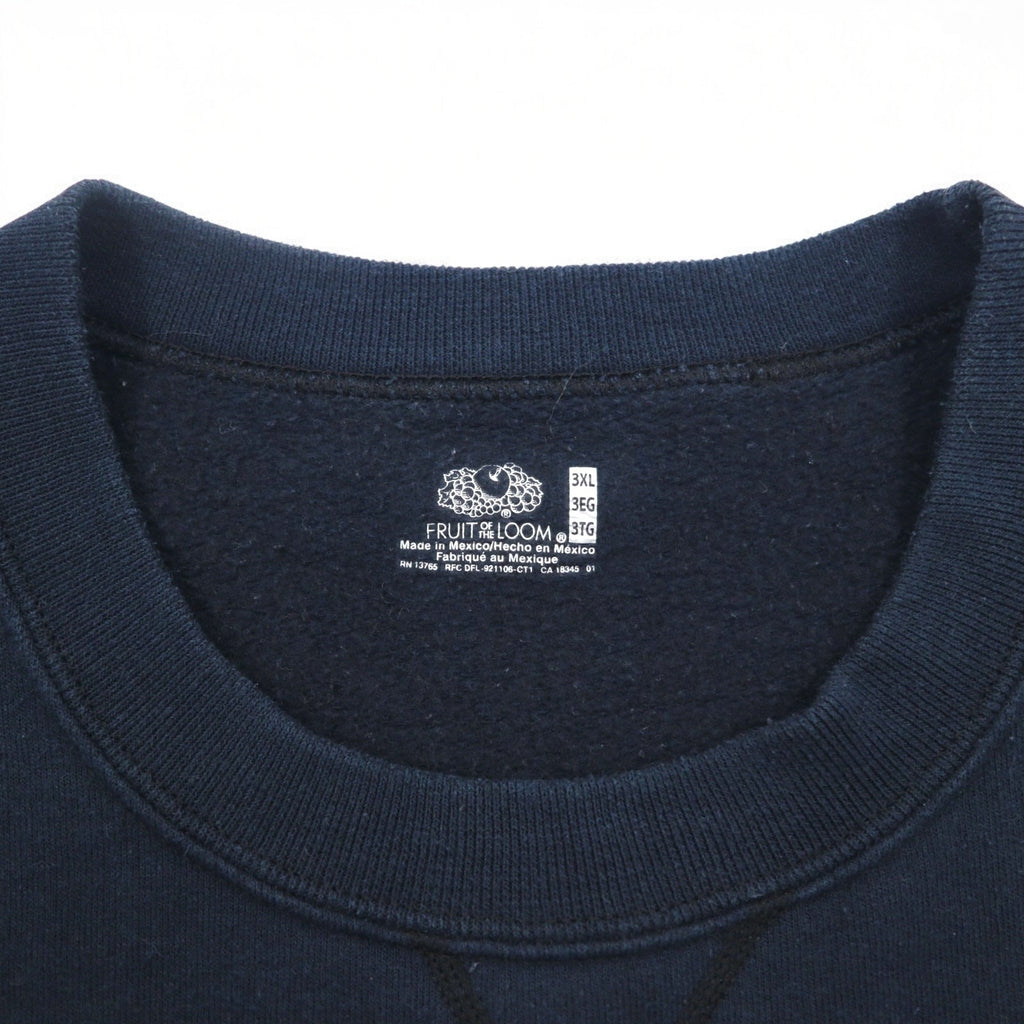 90年代 FRUIT OF THE LOOM カレッジプリント スウェット 3XL ネイビー SOUTH BOSTON アーチロゴ 前V メキシコ製