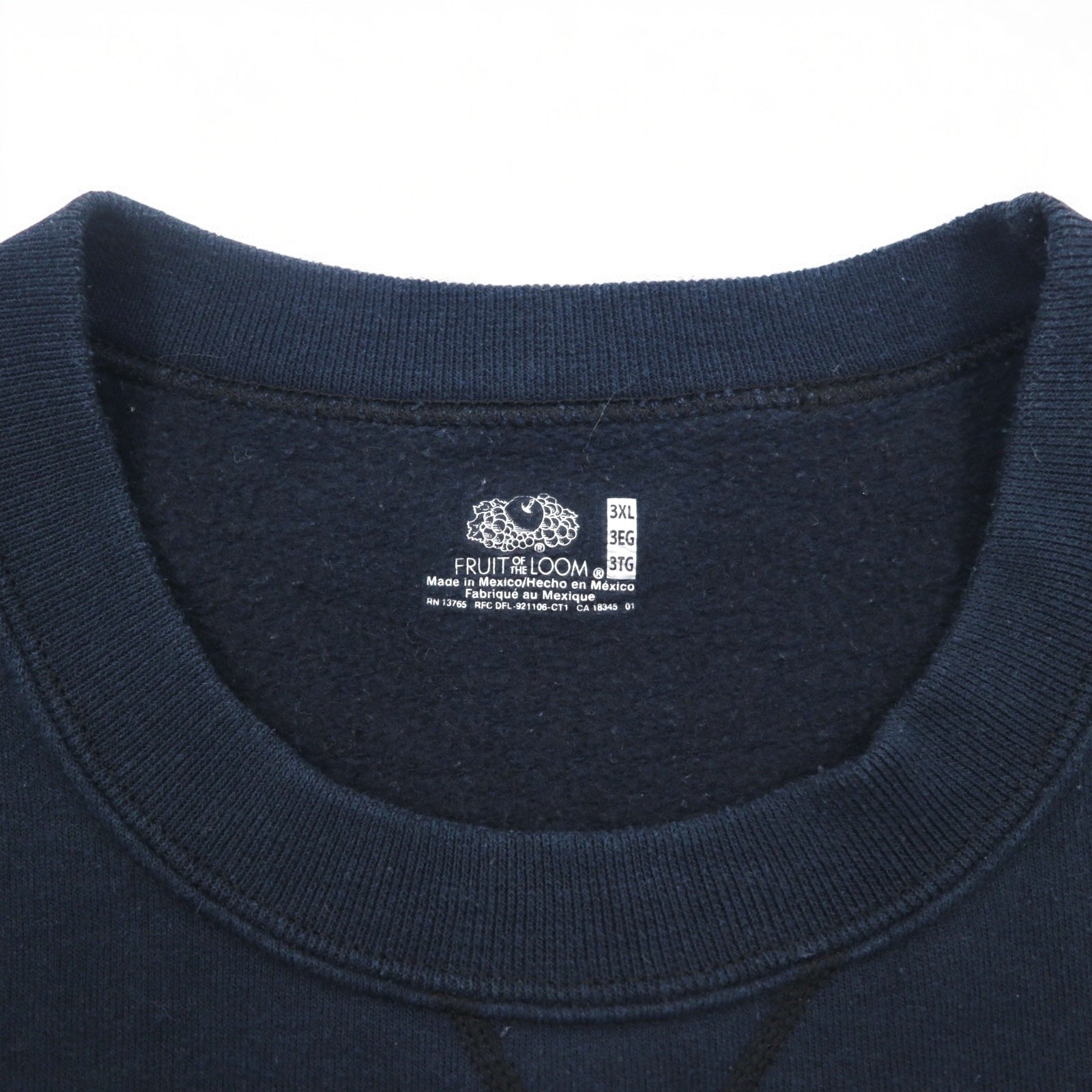 Anni '90 FRUIT OF THE LOOM Felpa girocollo stampa college 3XL blu navy SOUTH BOSTON logo ad arco scollo a V finto prodotta in Messico