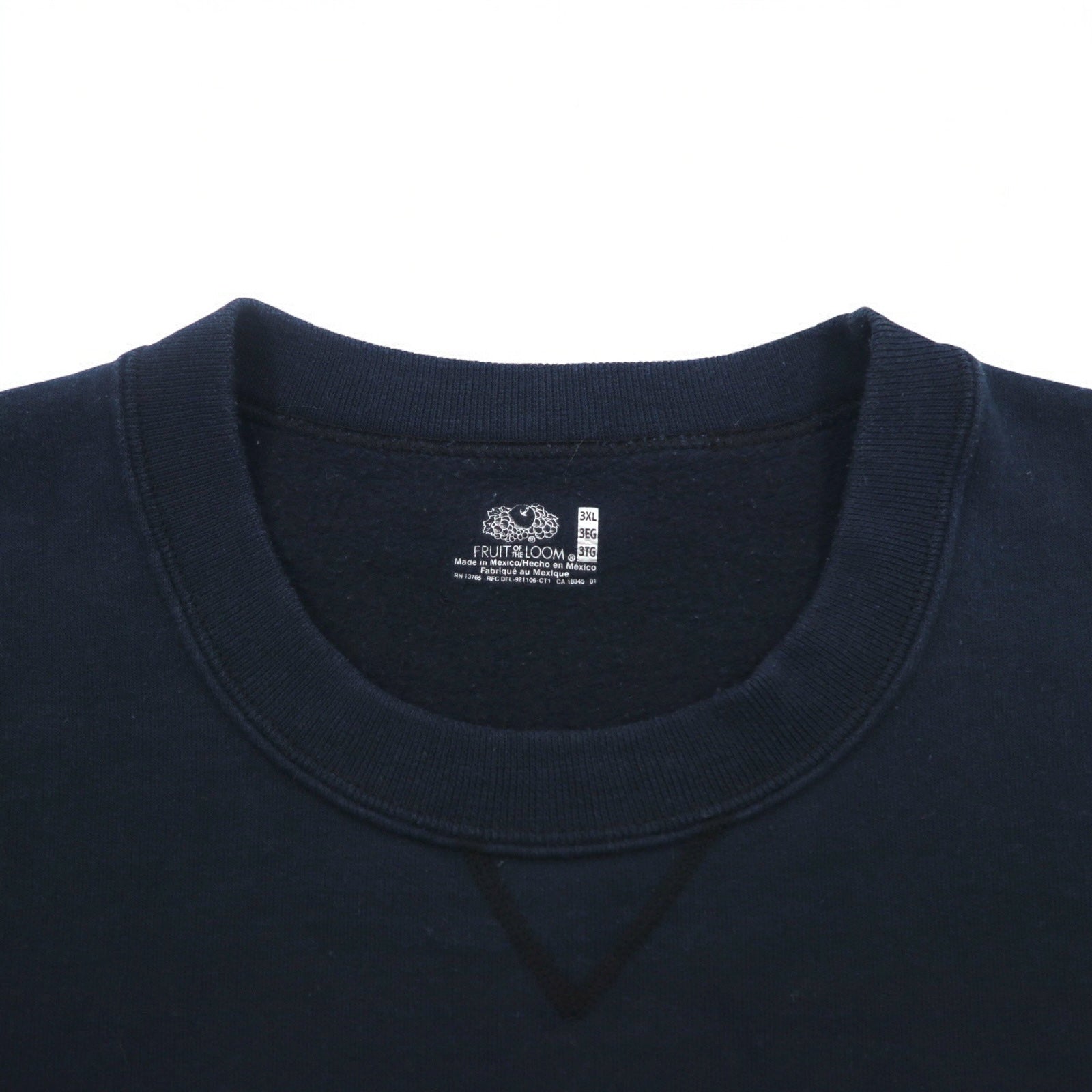 Anni '90 FRUIT OF THE LOOM Felpa girocollo stampa college 3XL blu navy SOUTH BOSTON logo ad arco scollo a V finto prodotta in Messico