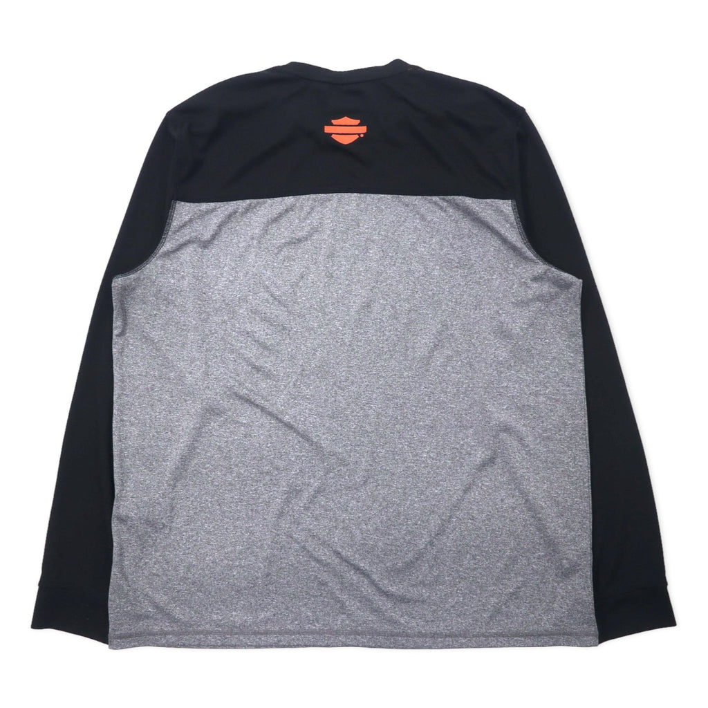 HARLEY DAVIDSON パフォーマンス ロングスリーブ Tシャツ ロンT XL グレー ポリエステル ロゴプリント