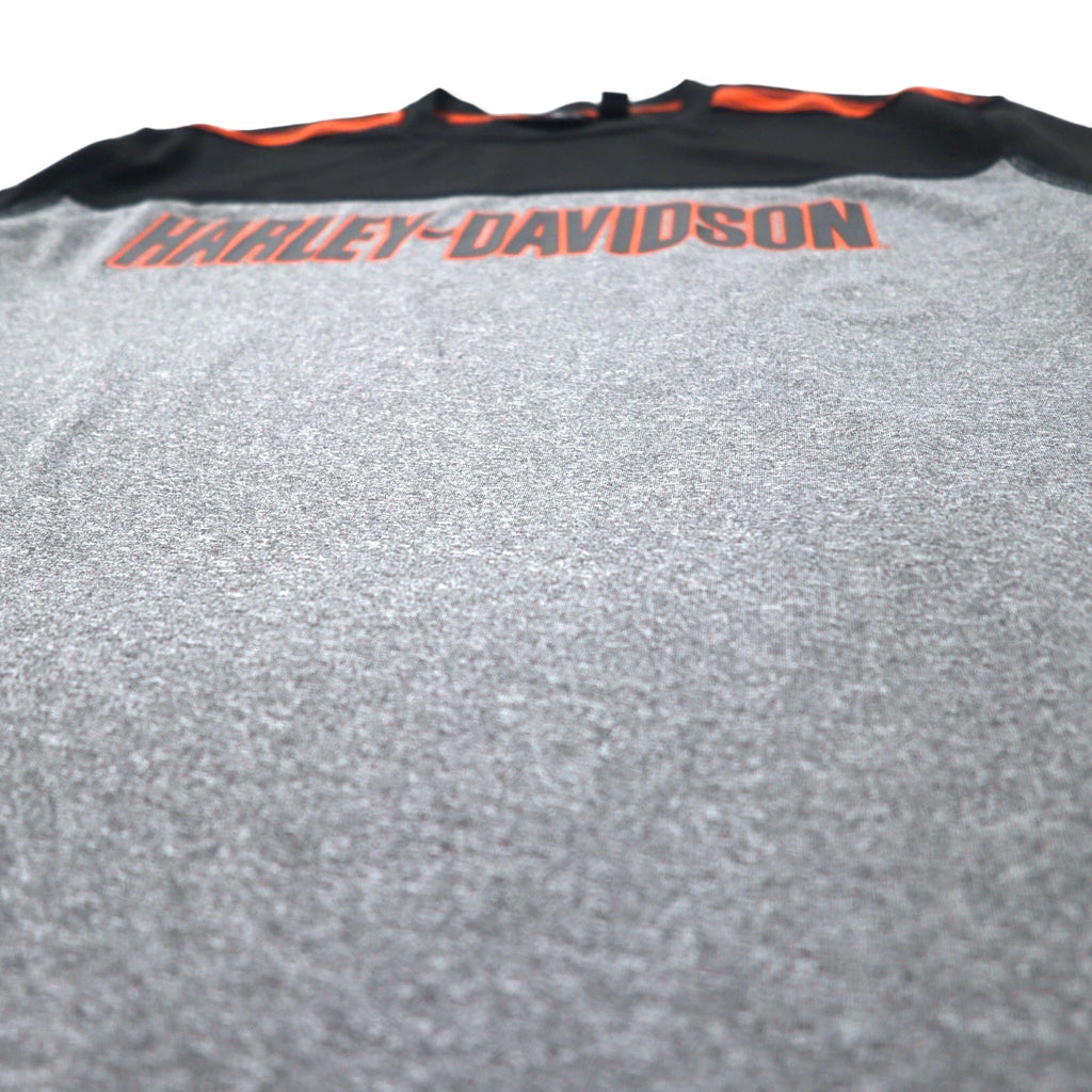 HARLEY DAVIDSON パフォーマンス ロングスリーブ Tシャツ ロンT XL グレー ポリエステル ロゴプリント