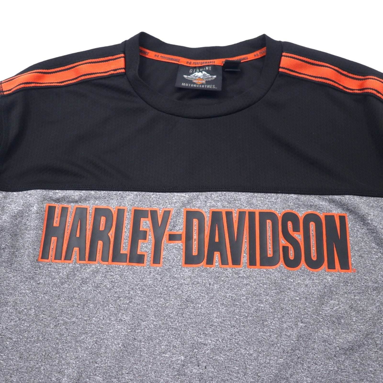 HARLEY DAVIDSON パフォーマンス ロングスリーブ Tシャツ ロンT XL グレー ポリエステル ロゴプリント