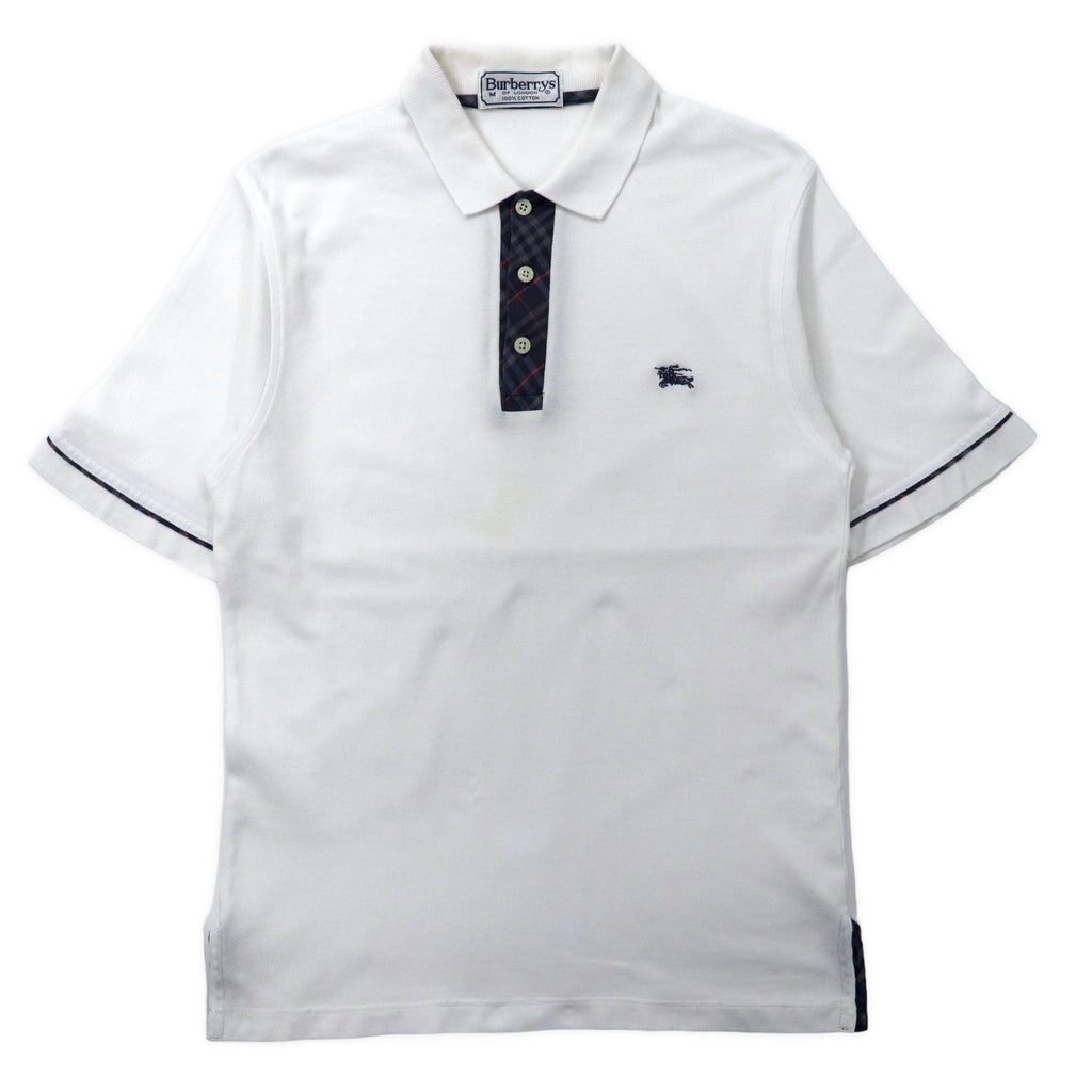 Burberrys Polo M Bianco con inserti Nova Check Cotone Logo a punto singolo Vintage