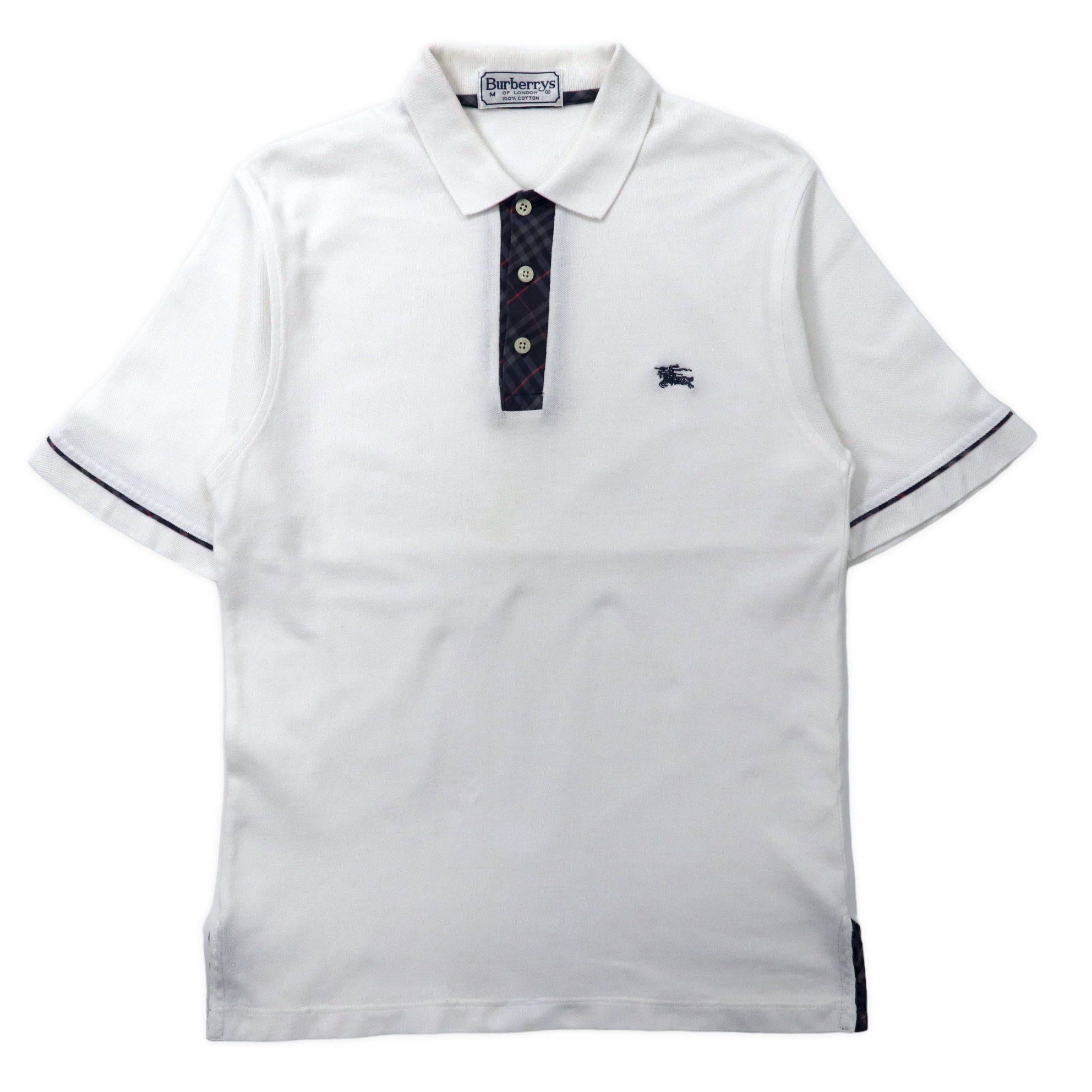 Burberrys Polo M Bianco con inserti Nova Check Cotone Logo a punto singolo Vintage