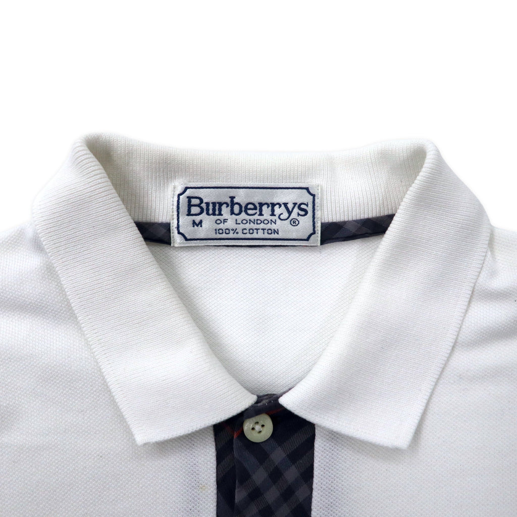 Burberrys Polo M Bianco con inserti Nova Check Cotone Logo a punto singolo Vintage