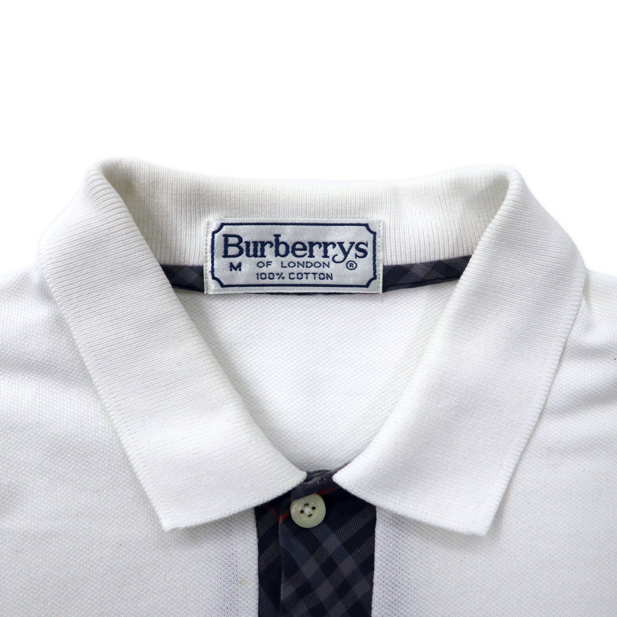 Burberrys Polo M Bianco con inserti Nova Check Cotone Logo a punto singolo Vintage