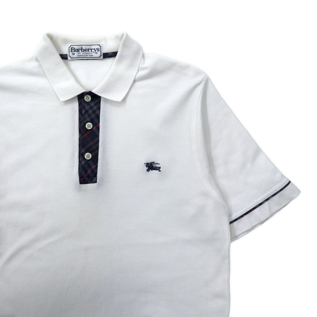 Burberrys Polo M Bianco con inserti Nova Check Cotone Logo a punto singolo Vintage
